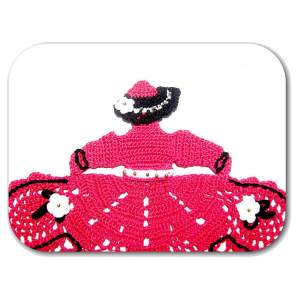 Centrino dama fucsia e nero ad uncinetto 26.5x22 cm - Crochet by Patty