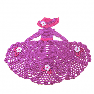 Centrino dama violetto e fucsia ad uncinetto 28x22 cm - Crochet by Patty