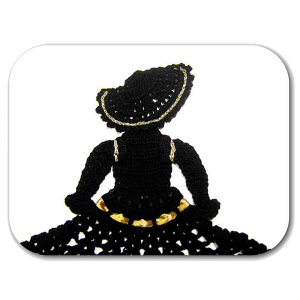 Centrino dama nero e oro ad uncinetto 30x24 cm - Crochet by Patty