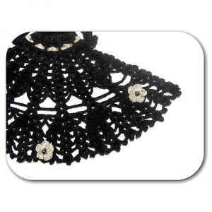 Centrino dama nero e argento ad uncinetto 24x30 cm - Crochet by Patty