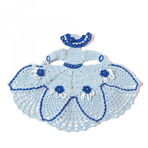 Centrino dama celeste e blu ad uncinetto 28x22 cm - Crochet by Patty