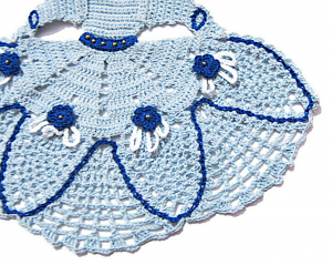 Centrino dama celeste e blu ad uncinetto 28x22 cm - Crochet by Patty