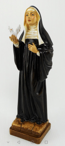 Statua Santa  Scolastica Cm.29 Marmo resina decorata a mano Made in Italy