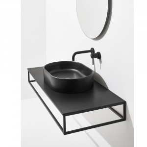 Matt black washbasin with frame Foriù Simas  