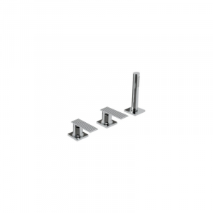 3-hole rim-mounted bathtub mixer with pull-out hand shower Ios Treemme 