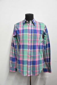 Camicia Uomo Ralph Lauren Tg. M Custom Fit Verde Rosa Blu