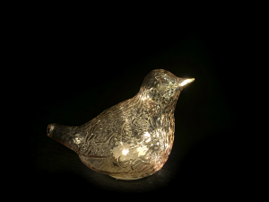 H&H Uccello In Vetro Colre Oro Con Led Cm 11
