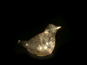 Uccello In Vetro Colore Oro Con Led Cm 9. Batteria 2xcr2032