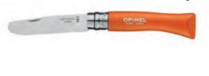 OPINEL Coltello chiudibile con lama a punta tonda lunga cm. 8 in acciaio inox e manico in carpino verniciato colore mandarino 002363