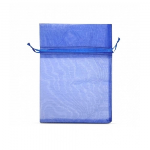 Elegante sacchetto in organza blu 10 x 15 cm