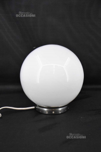 Lamp Abat-jour Vintage Sphere White In Glass H 22 Cm