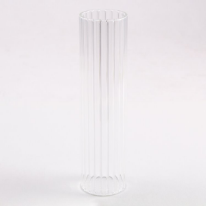 Tubo Ø36x140 mm vetro borosilicato cristallo rigato. Foro interno Ø30 mm