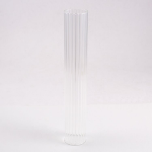 Tubo Ø36x220 mm vetro borosilicato cristallo rigato. Foro interno Ø30 mm