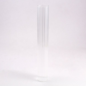 Tubo Ø36x260 mm vetro borosilicato cristallo rigato. Foro interno Ø30 mm