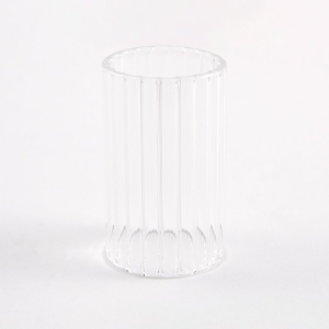 Tubo Ø36x60 mm vetro borosilicato cristallo rigato. Foro interno Ø30 mm