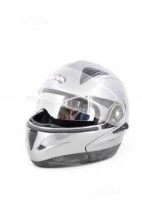 Motorcycle Helmet Man Size S 55-56 Airoh Gray With Double Visiera