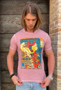 LOST IN ALBION T-SHIRT STAMPA TELA JAPAN E RICAMO EFFETTO VINTAGE