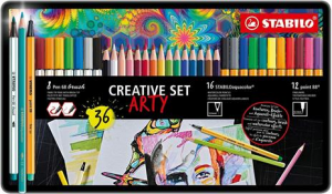 stabilo creative set 8 pen 68 brush+ 16 aquacolor + 12 point 88