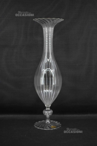 Vase Blumenständer Glas Durchgebrannt Murano Transparent H 43 Cm