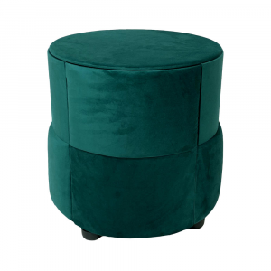 Pouf tavolino contenitore tondo rivestito in velluto color petrolio 46x46 cm made in Italy