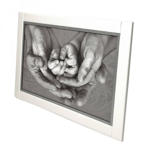 Quadro con disegno mani con glitter champagne e cornice in velluto color  crema 60x90, E-Italy