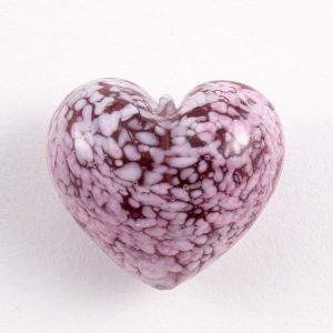 Perla cuore in vetro di Murano 30 mm. Vetro ametista e bianco e foro passante per bigiotteria.