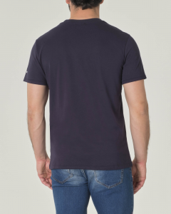 T-shirt blu mezza manica in jersey di cotone con stampa coccodrillo