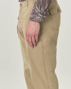 Pantalone fatigue color sabbia in gabardina di cotone