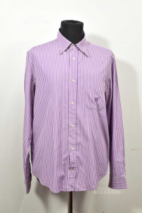 Shirt Man Henry Cottons Lilac Striped Size 42