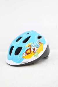 Helm Fahrrad Baby Btwin Hellblau Tiere Größe.46 / 53 Cm