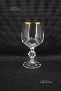 Chalices Crystal With Edge Golden 6 Pieces H 15 Cm