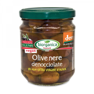 Olive nere denocciolate in olio extra vergine d'oliva Biorganica nuova