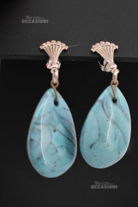 Earrings In Stone Turquoise Teardrop