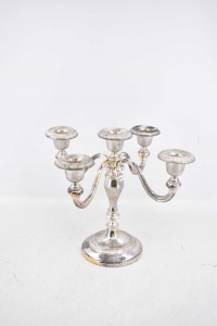 Candlestick In Silverplated 4 Arms + 1 Height 24 Cm