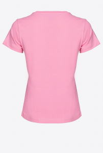 T-shirt Bussolotto stampa logo rosa Pinko