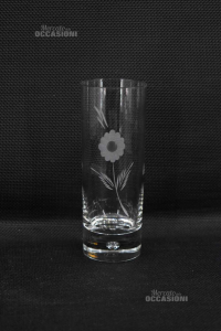 Glasses Drink High With Screen Printing Flowers 5 Pieces H 15 Cm