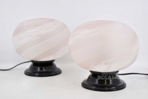 Abat-jour Glass Murano Pink Striated 23x20 Cm Approx