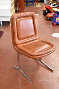 Chair Leather Brown Vintage Fixed
