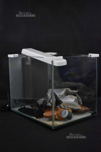 Aquarium Nano Cubic 20 Litres Avec Numerosi Accessoires Pompe Et Lumière 25.5x32.5x35