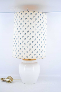 Ceramic Lamp White With Lampshade Cylindrical Height 60 Cm Size