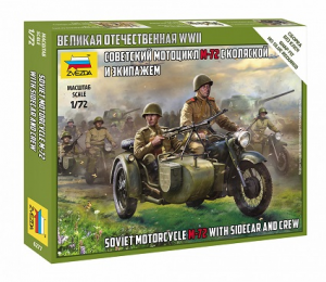 1/72 Soviet Motorcycle M-72 with Sidecar and Crew