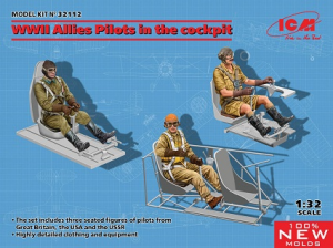 1:32 WWII Allies Pilots in the cockpit (British, American, Soviet) (100% new molds)