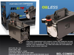 TITANS HOBBY: Compressore per aerografia a pistone Typhoon, 1/6hp -  220-240V 50Hz con serbatoio aria da 3lt.