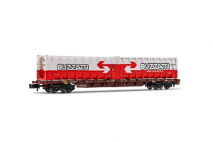 FS, 4-axle container wagon Sgnss, loaded with 2 x 30’ bulk container “BUZZATTI”, period V-VI