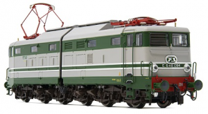 FS, locomotiva elettrica E.646, 2a serie, livrea verde/grigia con modanature d'alluminio, ep. IIIb