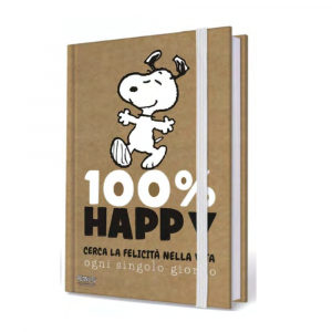 Taccuino 100% Happy con Snoopy ed elastico in formato A5 - Peanuts