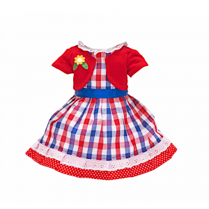 Vestito a scacchi blu bianchi e rossi per bambola alta 42 cm - My Doll 