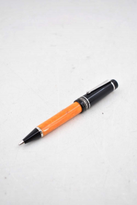 Portamina Per Bleistift Delta Schwarz Orange Mit Detail Silber 925