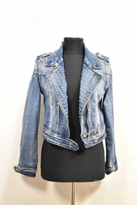 Jacket Woman In Jeans Studded Size.m