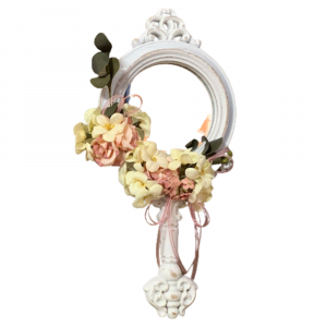 Porta saponetta bianca in ceramica con fiore in stile Shabby Chic